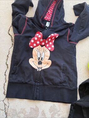 Black Minnie Mouse Zip Hoodie with Red Polka Dot Bow - Kids